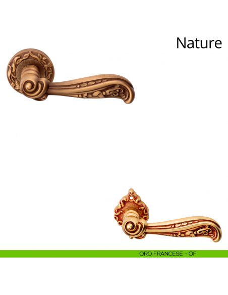 Maniglia per porta interna Nature Linea Calì con rosetta tonda oro francese