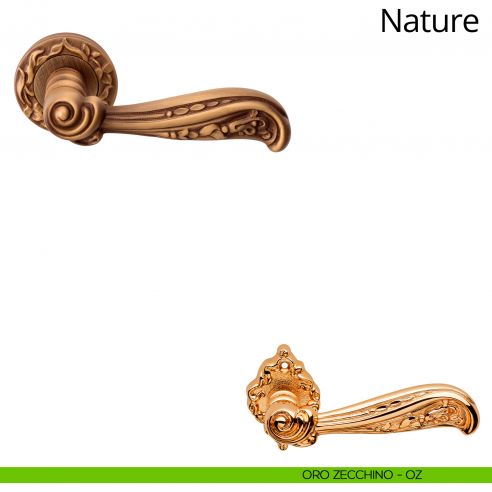 Maniglia per porta interna Nature Linea Calì con rosetta tonda oro zecchino