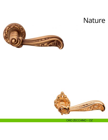 Maniglia per porta interna Nature Linea Calì con rosetta tonda oro zecchino