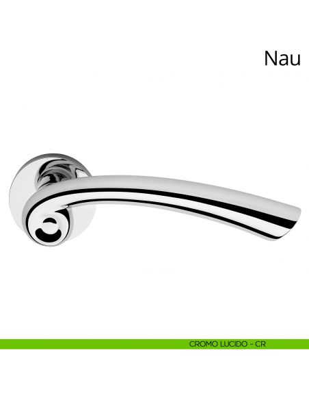 Maniglia per porta interna Nau Linea Calì rosetta tonda tradizionale cromo lucido
