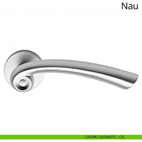 Maniglia per porta interna Nau Linea Calì rosetta tonda tradizionale cromo satinato
