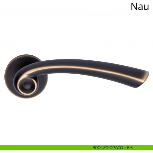 Maniglia per porta interna Nau Linea Calì rosetta tonda bassa bronzo opaco