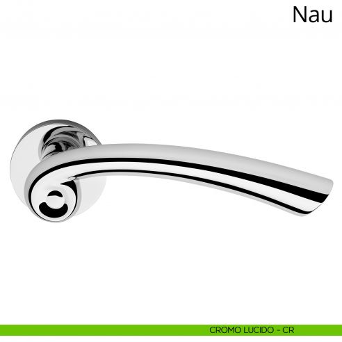 Maniglia per porta interna Nau Linea Calì rosetta tonda bassa cromo lucido