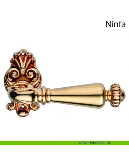 Maniglia per porta interna Ninfa Linea Calì con rosetta artistica oro francese