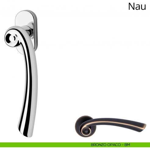 Maniglia per finestra martellina DK Nau Linea Calì bronzo opaco