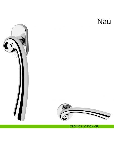 Maniglia per finestra martellina DK Nau Linea Calì cromo lucido