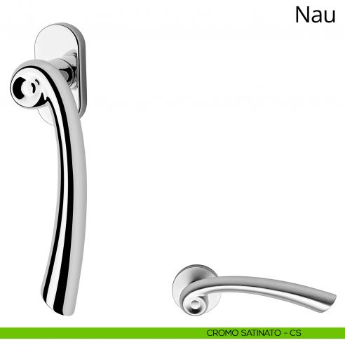 Maniglia per finestra martellina DK Nau Linea Calì cromo satinato