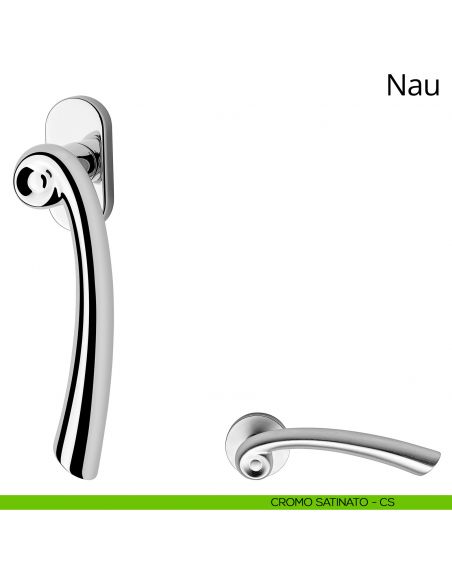 Maniglia per finestra martellina DK Nau Linea Calì cromo satinato