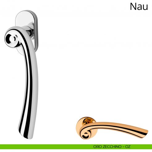 Maniglia per finestra martellina DK Nau Linea Calì ottone lucido
