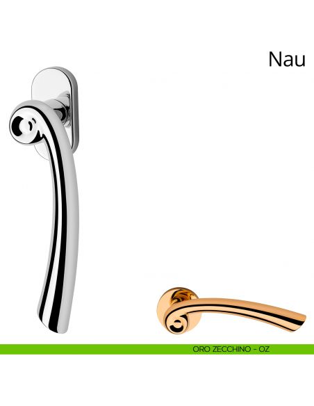 Maniglia per finestra martellina DK Nau Linea Calì ottone lucido