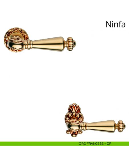 Maniglia per porta interna Ninfa Linea Calì con rosetta tonda oro francese