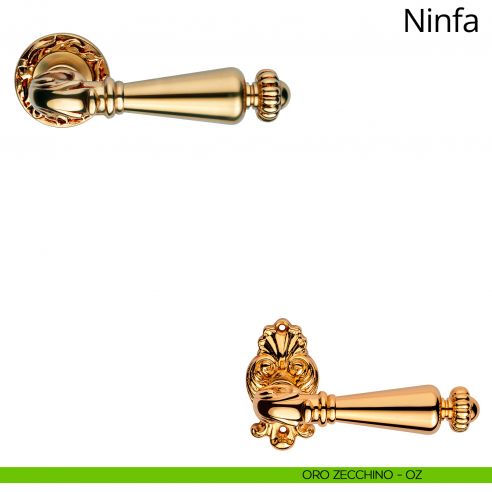 Maniglia per porta interna Ninfa Linea Calì con rosetta tonda oro zecchino
