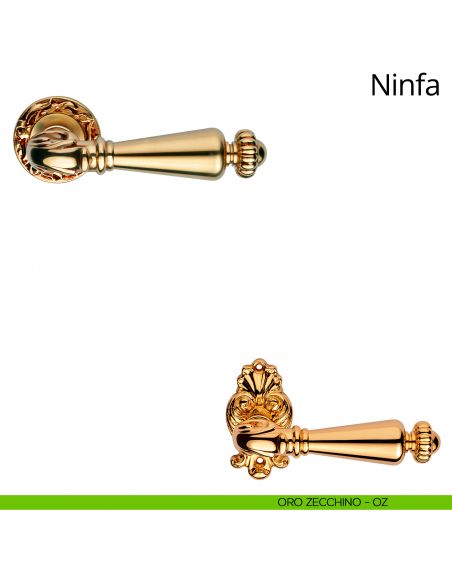 Maniglia per porta interna Ninfa Linea Calì con rosetta tonda oro zecchino