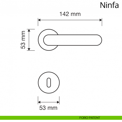 Maniglia per porta interna Ninfa Linea Calì con rosetta tonda foro patent