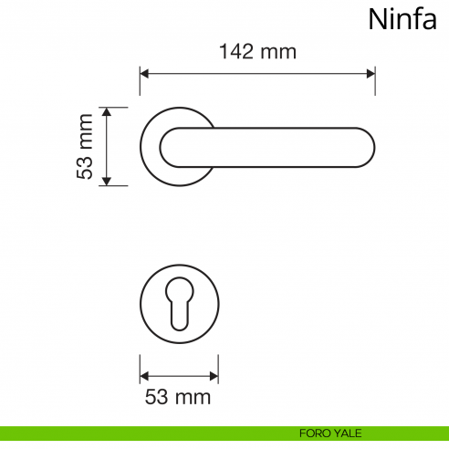 Maniglia per porta interna Ninfa Linea Calì con rosetta tonda foro yale