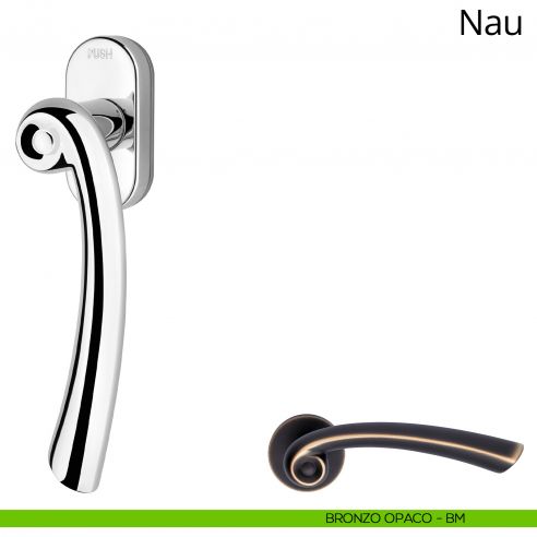 Maniglia per finestra martellina DK antintrusione Nau Linea Calì bronzo opaco