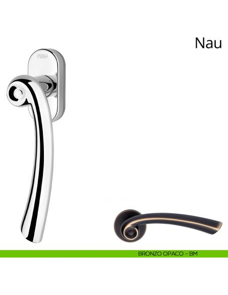 Maniglia per finestra martellina DK antintrusione Nau Linea Calì bronzo opaco