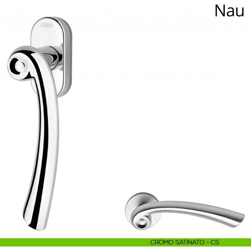 Maniglia per finestra martellina DK antintrusione Nau Linea Calì cromo satinato