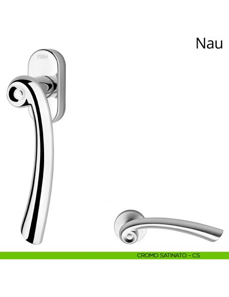 Maniglia per finestra martellina DK antintrusione Nau Linea Calì cromo satinato