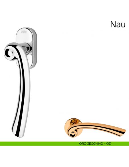 Maniglia per finestra martellina DK antintrusione Nau Linea Calì oro zecchino
