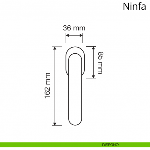 Maniglia per finestra martellina DK Ninfa Linea Calì disegno