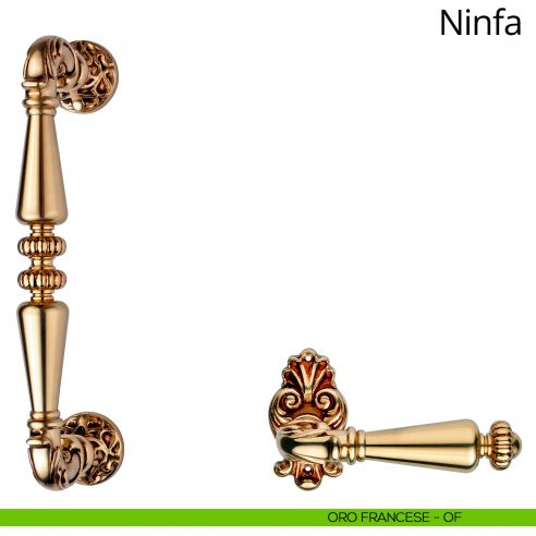 Maniglione dritto per porta Ninfa Linea Calì con rosette tonde oro francese