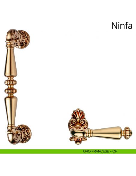 Maniglione dritto per porta Ninfa Linea Calì con rosette tonde oro francese