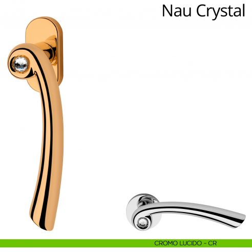 Maniglia con Swarovski per finestra martellina DK Nau Crystal Linea Calì cromo lucido