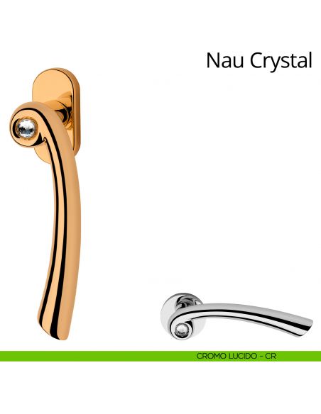 Maniglia con Swarovski per finestra martellina DK Nau Crystal Linea Calì cromo lucido