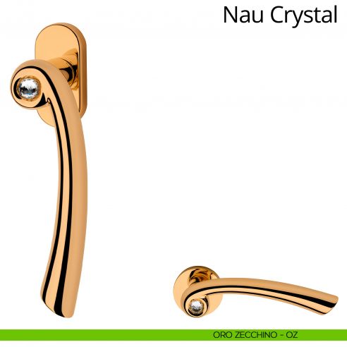 Maniglia con Swarovski per finestra martellina DK Nau Crystal Linea Calì oro zecchino