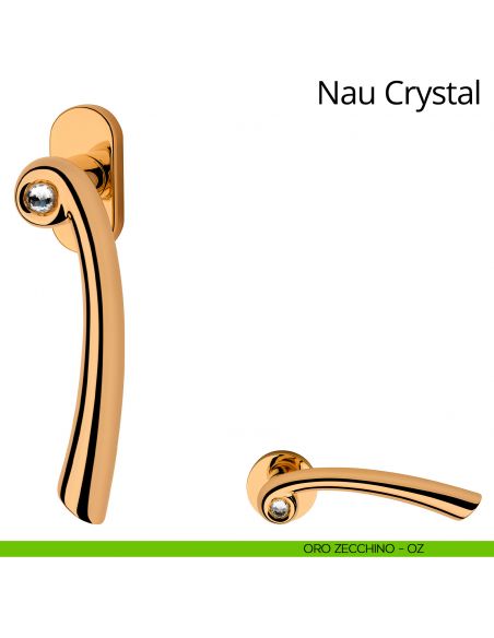 Maniglia con Swarovski per finestra martellina DK Nau Crystal Linea Calì oro zecchino