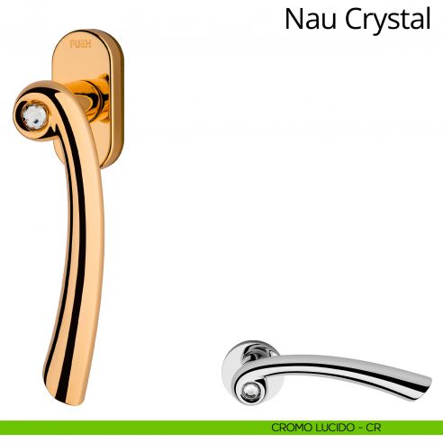 Maniglia con Swarovski per finestra martellina DK antintrusione Nau Crystal Linea Calì cromo lucido