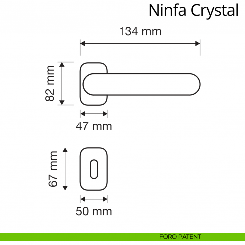 Maniglia con cristalli Swarovski per porta interna Ninfa Crystal Linea Calì rosetta artistica foro patent
