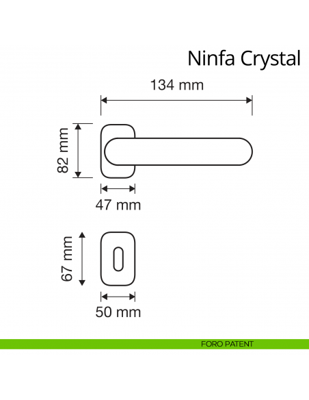 Maniglia con cristalli Swarovski per porta interna Ninfa Crystal Linea Calì rosetta artistica foro patent
