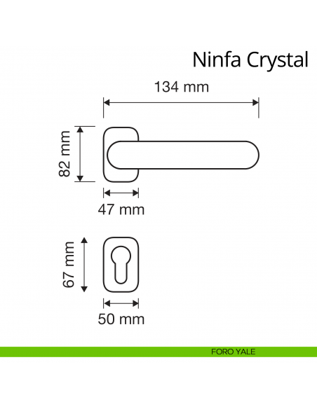 Maniglia con cristalli Swarovski per porta interna Ninfa Crystal Linea Calì rosetta artistica foro yale