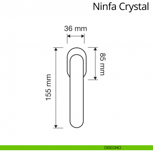 Maniglia con cristalli Swarovski per finestra martellina DK Ninfa Crystal Linea Calì disegno