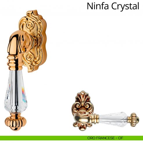 Maniglia con cristalli Swarovski per finestra martellina DK Ninfa Crystal Linea Calì oro francese