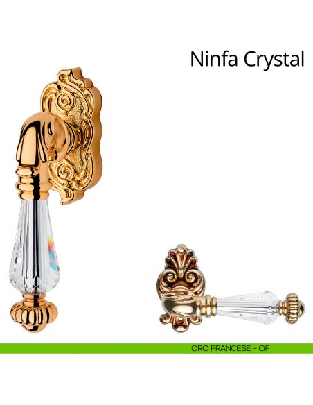 Maniglia con cristalli Swarovski per finestra martellina DK Ninfa Crystal Linea Calì oro francese