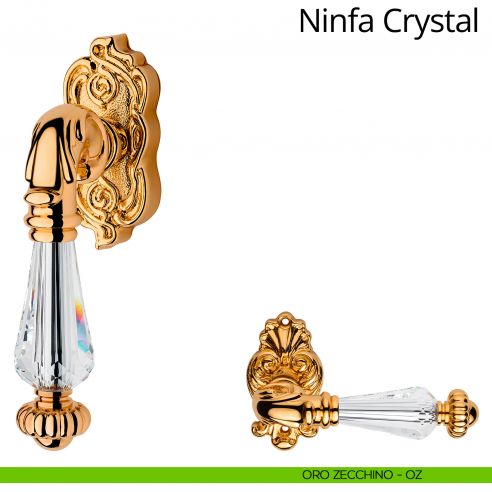 Maniglia con cristalli Swarovski per finestra martellina DK Ninfa Crystal Linea Calì oro zecchino
