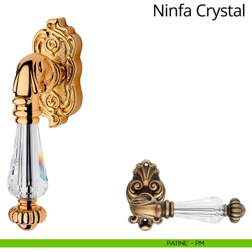 Maniglia con cristalli Swarovski per finestra martellina DK Ninfa Crystal Linea Calì patinè