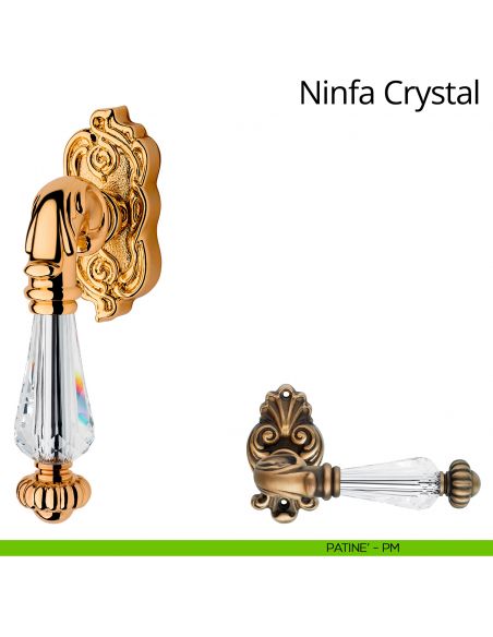 Maniglia con cristalli Swarovski per finestra martellina DK Ninfa Crystal Linea Calì patinè