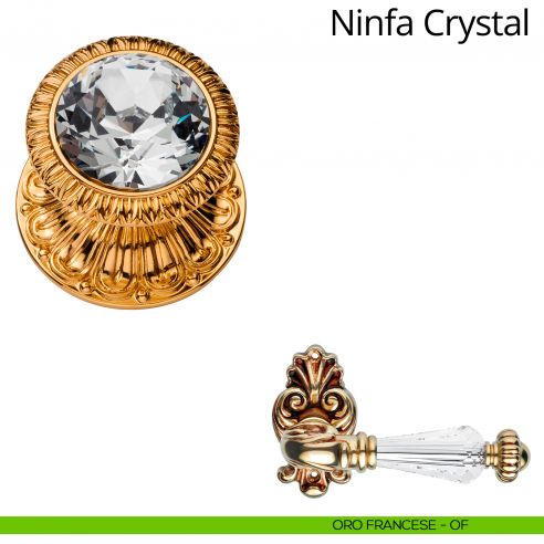 Pomolo con Swarovski per porta fisso Ninfa Crystal Linea Calì oro francese
