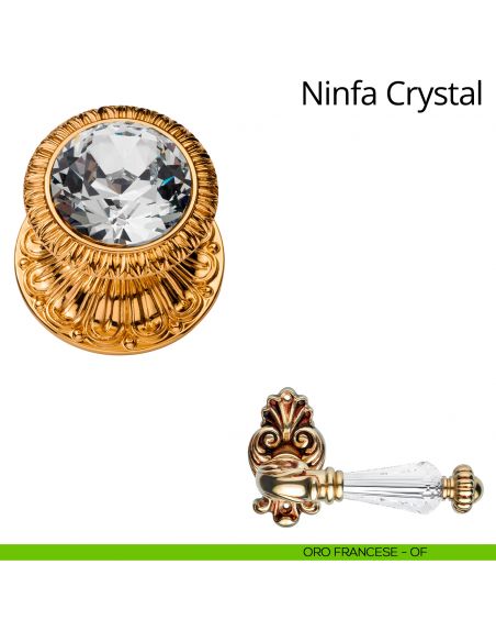Pomolo con Swarovski per porta fisso Ninfa Crystal Linea Calì oro francese