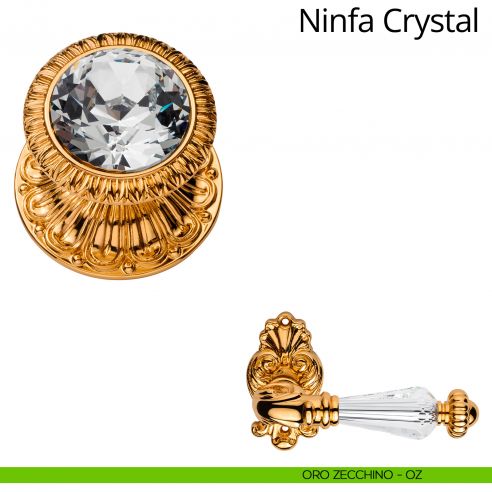 Pomolo con Swarovski per porta fisso Ninfa Crystal Linea Calì oro zecchino