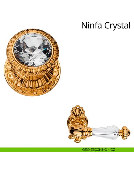 Pomolo con Swarovski per porta fisso Ninfa Crystal Linea Calì oro zecchino