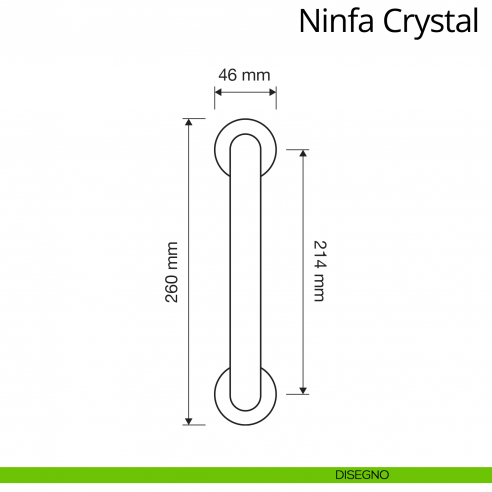 Maniglione con Swarovski dritto per porta Ninfa Crystal Linea Calì disegno