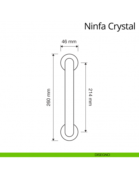 Maniglione con Swarovski dritto per porta Ninfa Crystal Linea Calì disegno