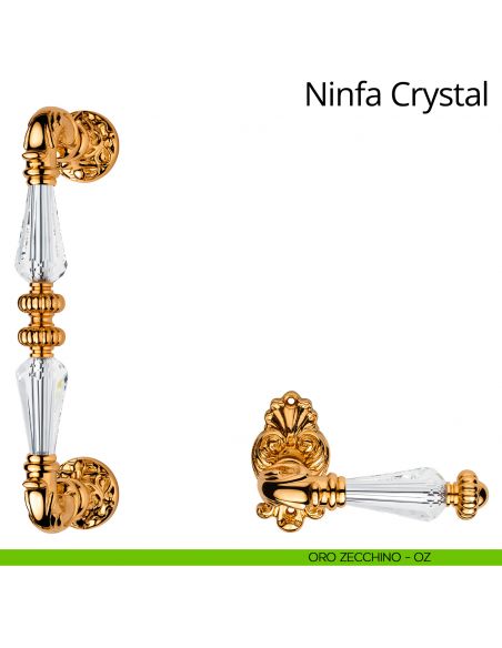 Maniglione con Swarovski dritto per porta Ninfa Crystal Linea Calì oro zecchino