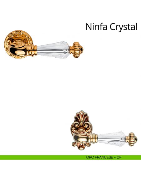 Maniglia con cristalli Swarovski per porta interna Ninfa Crystal Linea Calì con rosetta tonda oro francese