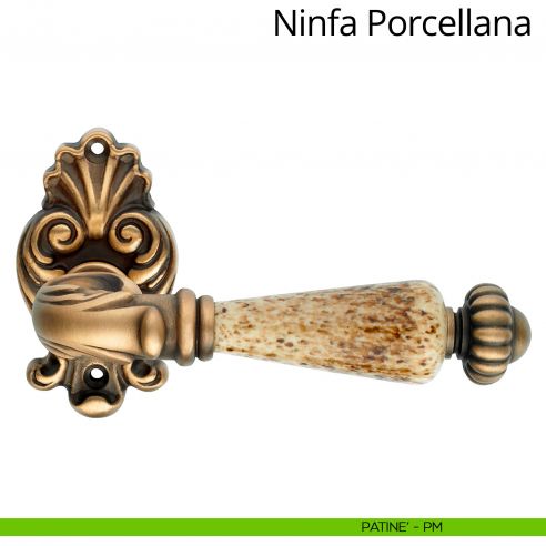 Maniglia con porcellana per porta interna Ninfa Porcellana Linea Calì rosetta artistica patinè